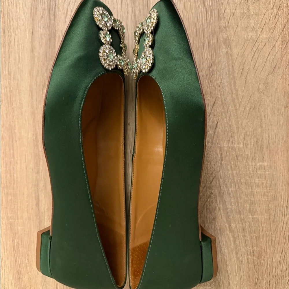 Talbots Green Flats with silver Embellishment